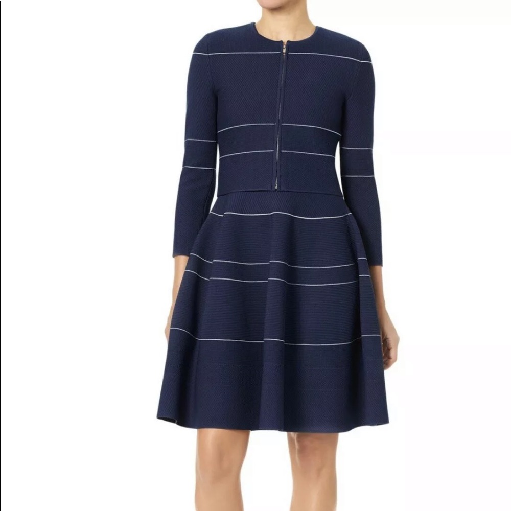 Carolina Herrera Striped Dress + Matching Cardigan